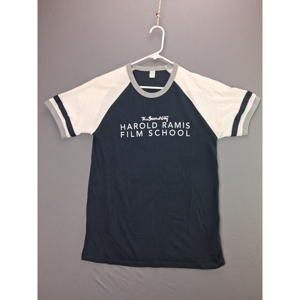 Alternative Apparel Harold Ramis Film School T-Shirt M Navy Ringer Raglan Tee